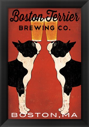 Framed Boston Terrier Brewing Co Boston Print