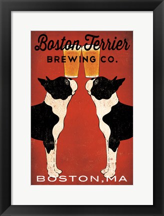 Framed Boston Terrier Brewing Co Boston Print