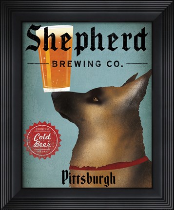 Framed German Shepherd Brewing Co Pittsburgh Black Print