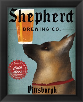 Framed German Shepherd Brewing Co Pittsburgh Black Print