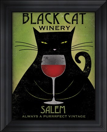 Framed Black Cat Winery Salem Print
