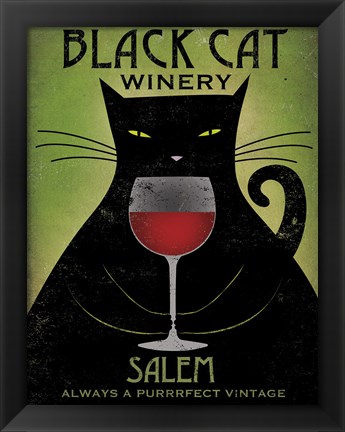 Framed Black Cat Winery Salem Print