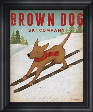 Framed Brown Dog Ski Co Print