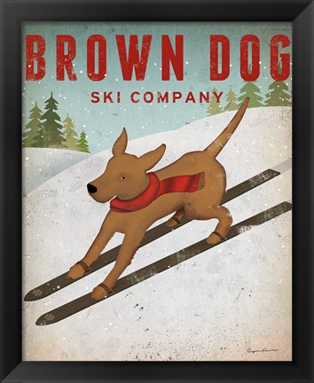 Framed Brown Dog Ski Co Print