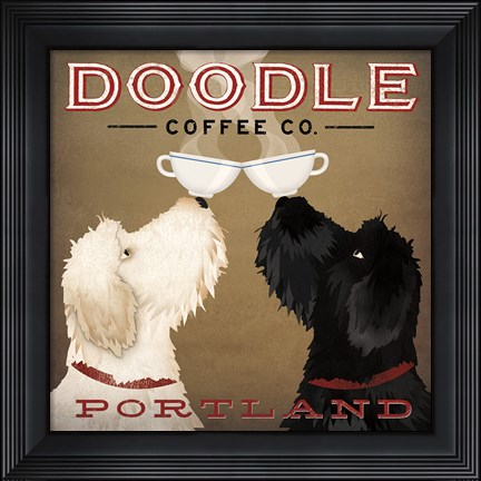 Framed Doodle Coffee Double IV Portland Print