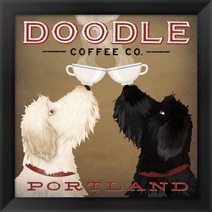 Framed Doodle Coffee Double IV Portland Print