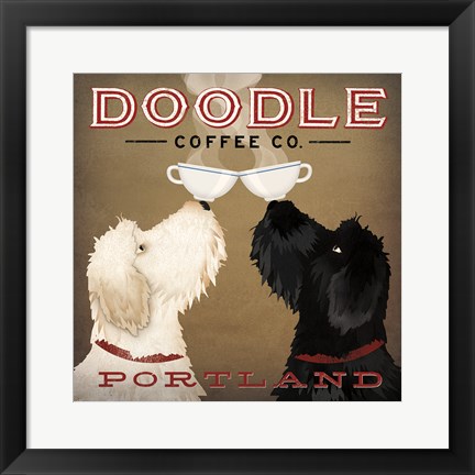 Framed Doodle Coffee Double IV Portland Print