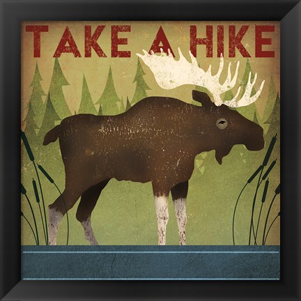 Framed Take a Hike Moose Print