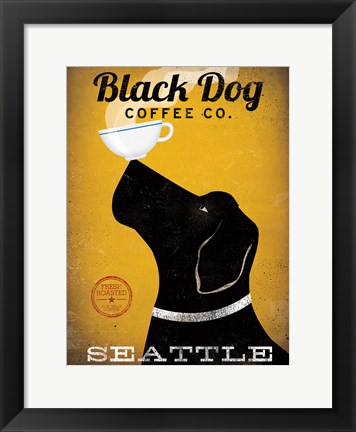 Framed Black Dog Coffee Co Seattle Print