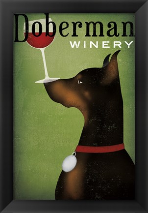 Framed Single Doberman Winery Print