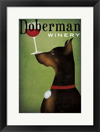 Framed Single Doberman Winery Print