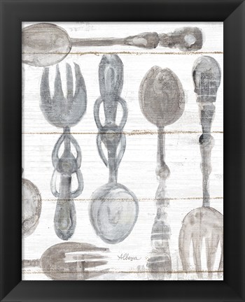 Framed Spoons and Forks III Neutral Print