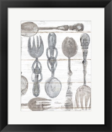 Framed Spoons and Forks III Neutral Print