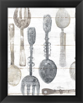 Framed Spoons and Forks II Neutral Print