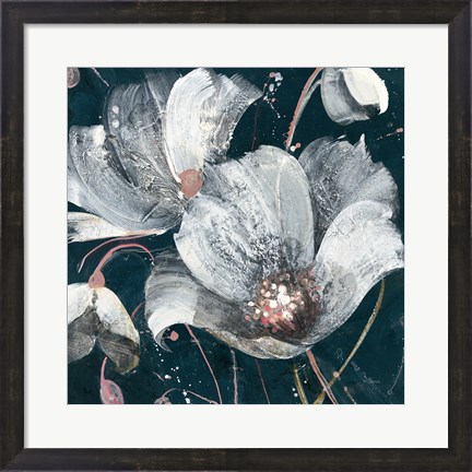 Framed Transluncent Poppies Navy Print
