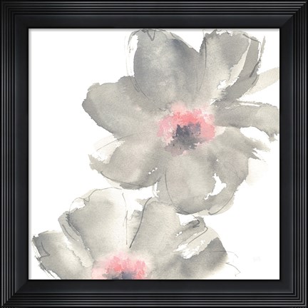 Framed Gray Blush Cosmos II on White Print