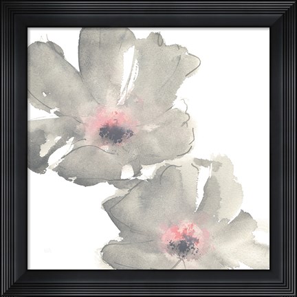 Framed Gray Blush Cosmos I on White Print