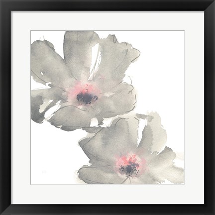Framed Gray Blush Cosmos I on White Print