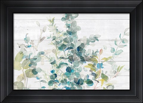 Framed Eucalyptus I on Shiplap Crop Print