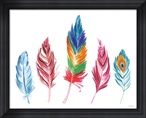 Framed Rainbow Feathers IV Print