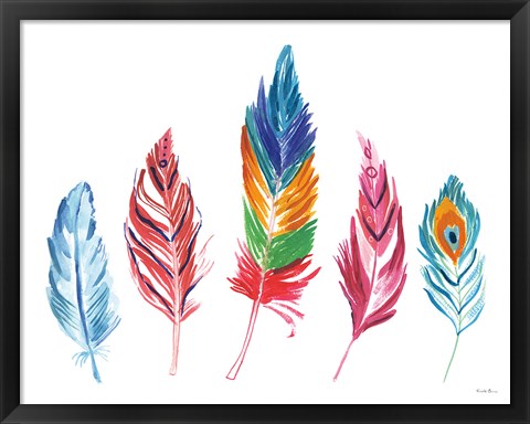 Framed Rainbow Feathers IV Print