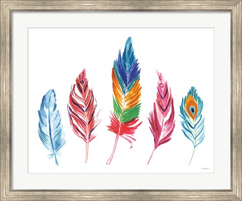 Framed Rainbow Feathers IV Print