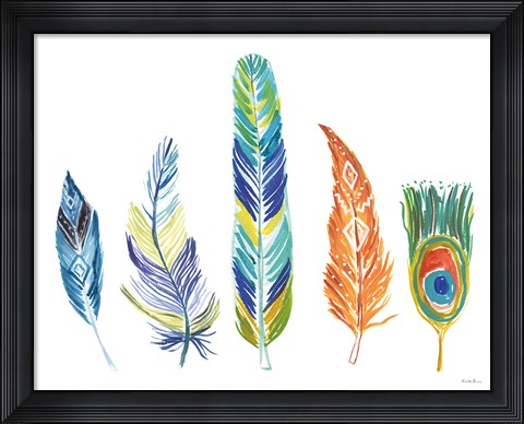 Framed Rainbow Feathers III Print