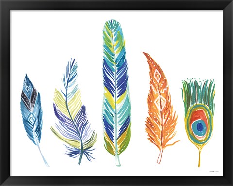 Framed Rainbow Feathers III Print