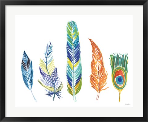 Framed Rainbow Feathers III Print