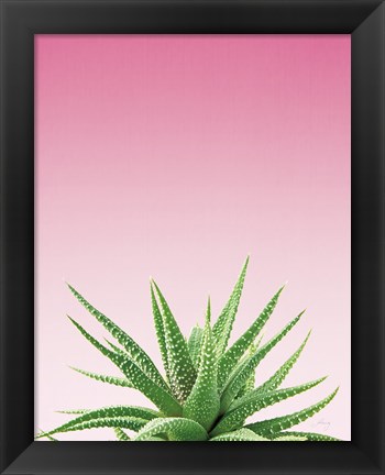 Framed Succulent Simplicity I Pink Ombre Crop Print