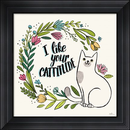 Framed Purrfect Garden IX Print
