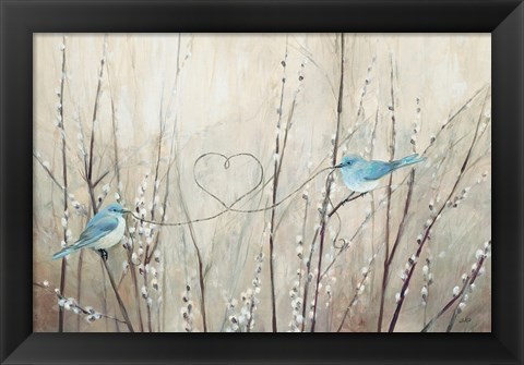 Framed Pretty Birds Neutral String Print