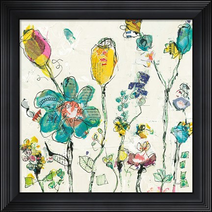 Framed Doodle Garden Cream Print