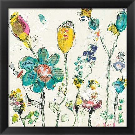 Framed Doodle Garden Cream Print