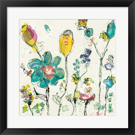 Framed Doodle Garden Cream Print