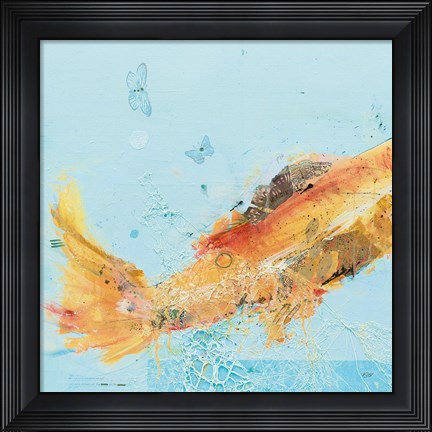 Framed Fish in the Sea I Aqua Print