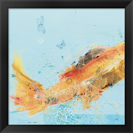 Framed Fish in the Sea I Aqua Print