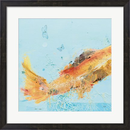 Framed Fish in the Sea I Aqua Print