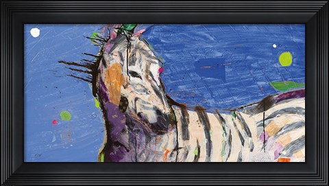 Framed Zebra Blue Print
