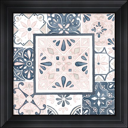 Framed Garden Getaway Patchwork V Blush Print