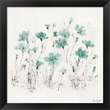 Framed Wildflowers III Turquoise Print