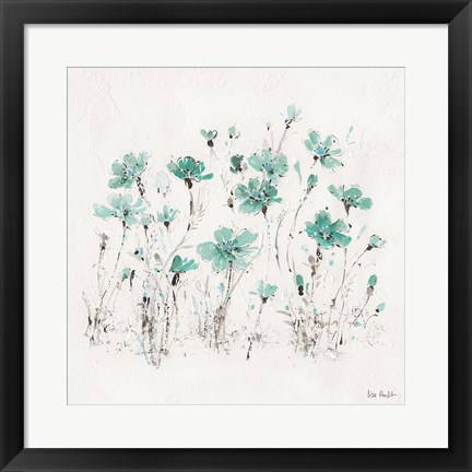 Framed Wildflowers III Turquoise Print