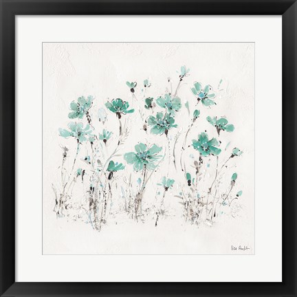 Framed Wildflowers III Turquoise Print