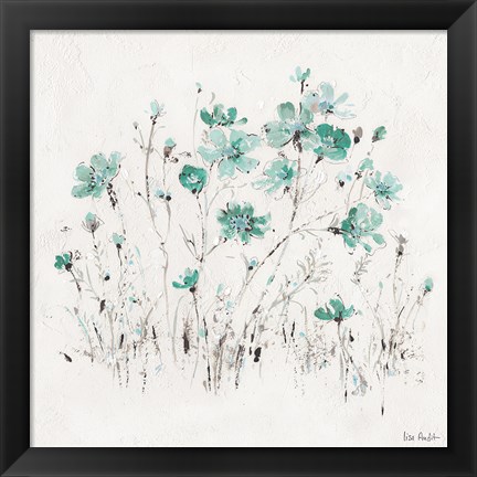 Framed Wildflowers II Turquoise Print