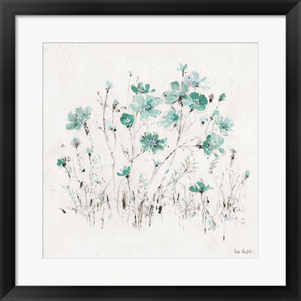 Framed Wildflowers II Turquoise Print