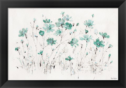 Framed Wildflowers I Turquoise Print
