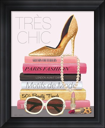 Framed Paris Style II Gold and Black Tres Chic Print