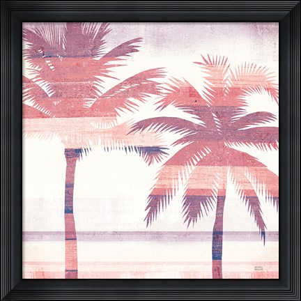 Framed Beachscape Palms III Pink Purple Print
