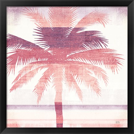 Framed Beachscape Palms II Pink Purple Print