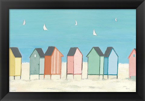 Framed Cabanas I Pastel Print
